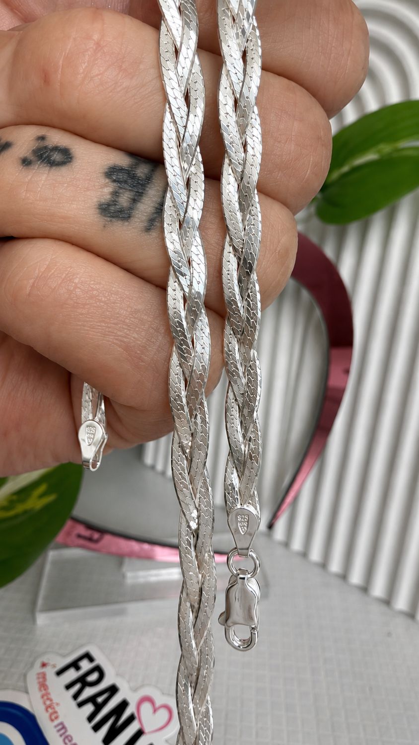 Pulsera trenzada 3 hilos| PLATA925 | 18 CM