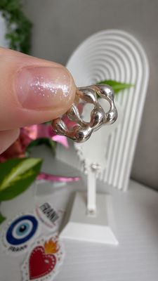 Medio Aro bombe ondeado | PLATA925 | Con mariposa |1,6 cm