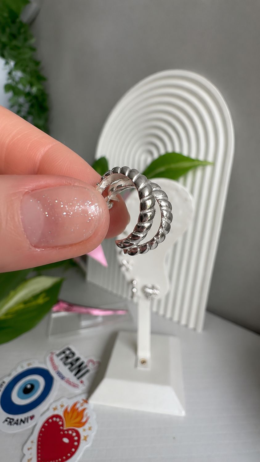 Medio Aro Lineas | PLATA925 | Con mariposa |1,6 cm