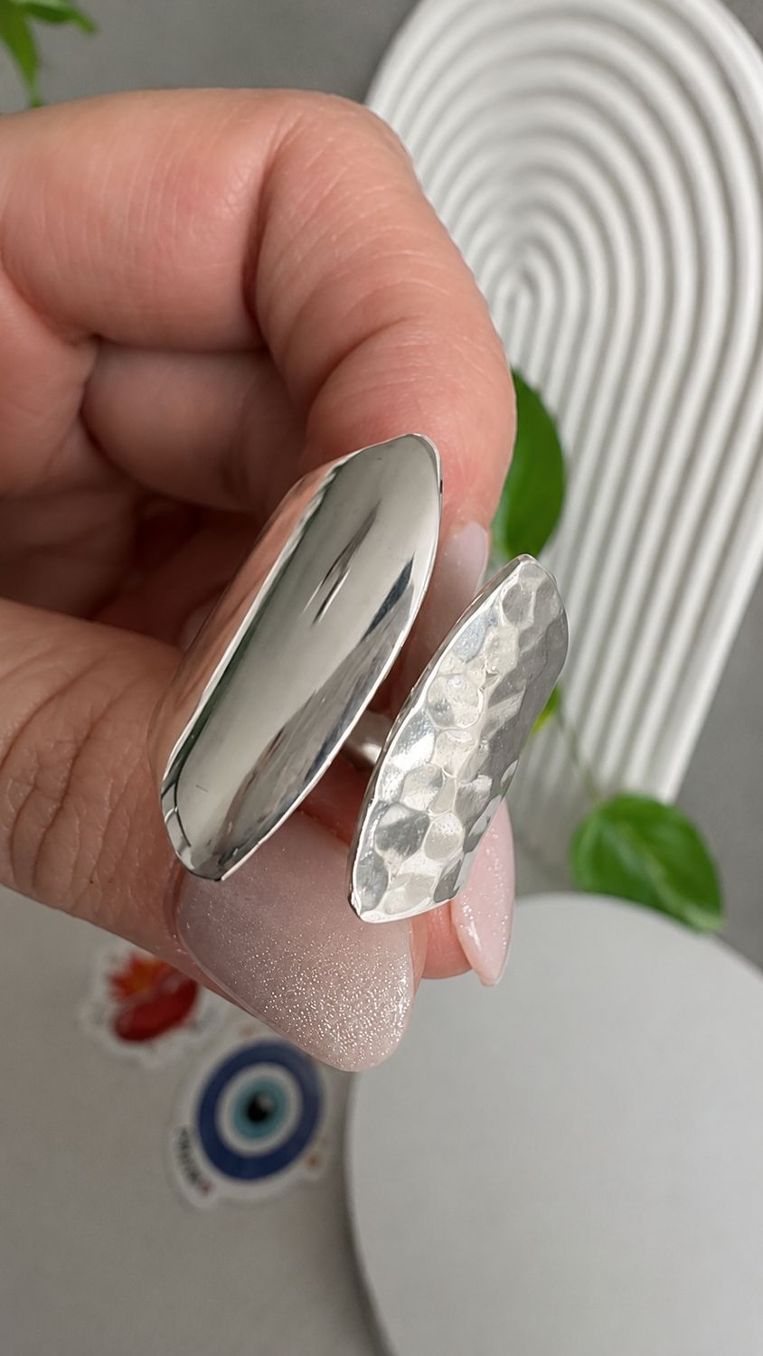 Anillo FUSIÓN doble Textura | Ajustable |Ancho|                  |PLATA925 |