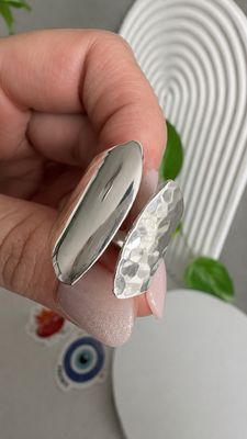 Anillo FUSIÓN doble Textura | Ajustable |Ancho|                  |PLATA925 |