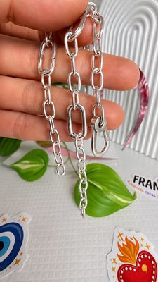 Pulsera Eslabon multiples ganchos para dijes |PLATA925|  17Cm