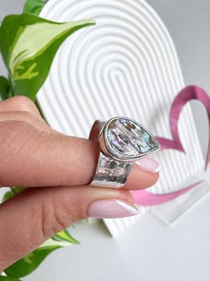 Anillo Gota Avalón |PLATA925| Regulable, Martillado