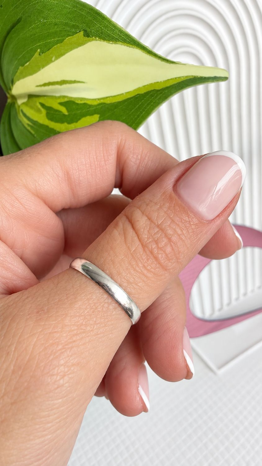 Anillo Clasico Media Caña  |PLATA925| Regulable