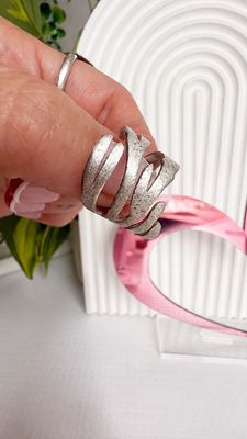 Anillo Coral Orgánico  |PLATA925| Regulable, Textura