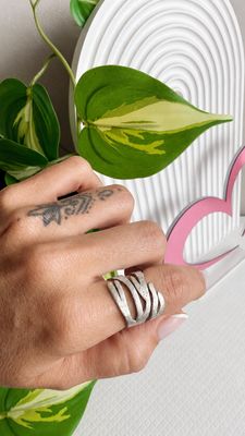 Anillo Coral Orgánico  |PLATA925| Regulable, Textura