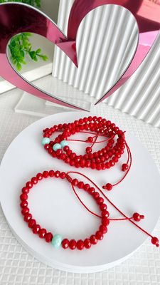 Pulsera Cristal Ruby | Hilo con nudo ajustable |