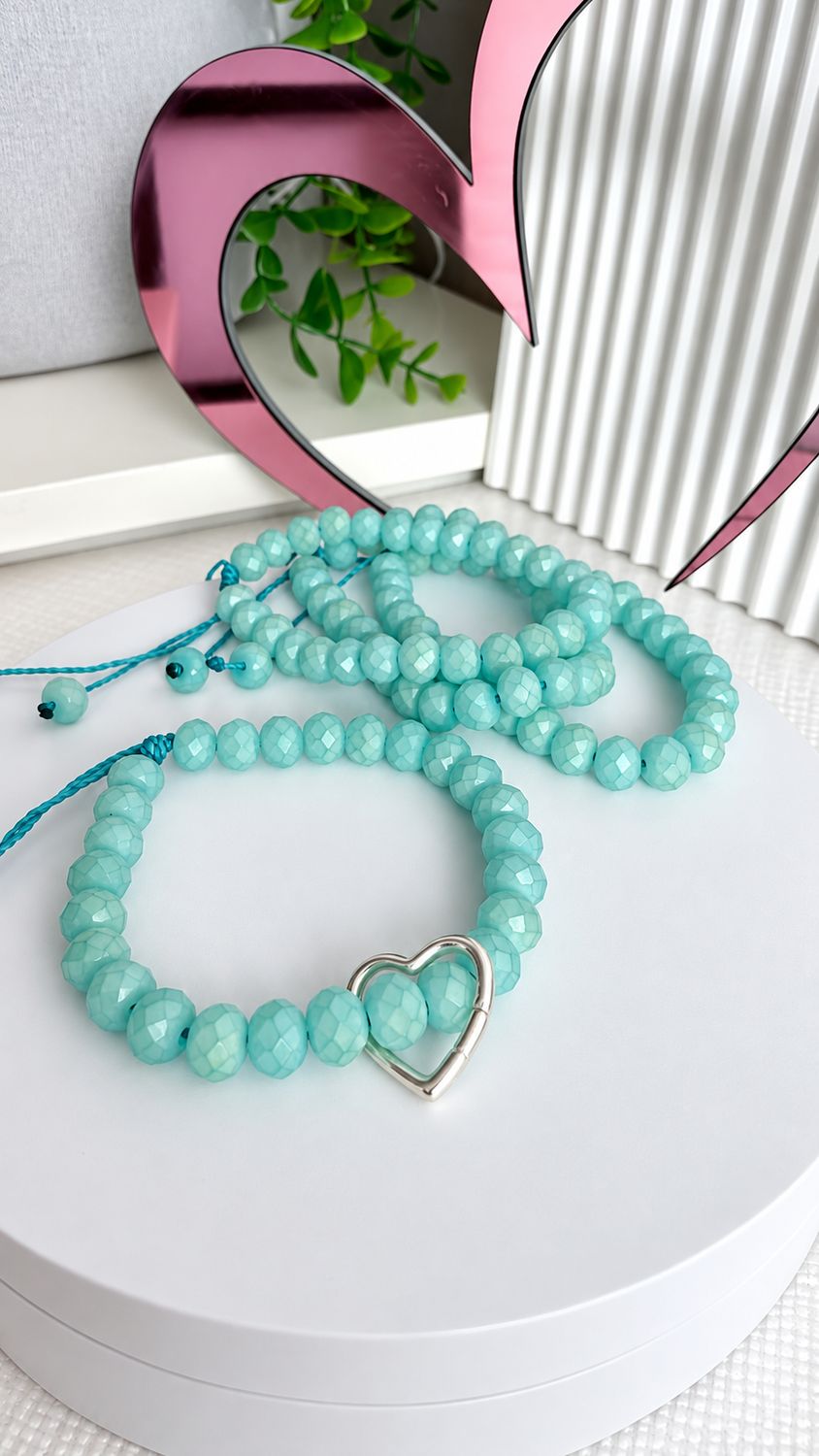 Pulsera Cristal Aqua, hilo con nudo regulable