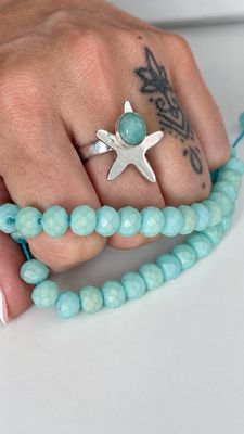 Anillo Amar  Estrella de Mar | AMAZONITA | PLATA925 | Regulable