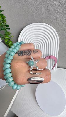 Anillo Amar  Estrella de Mar | AMAZONITA | PLATA925 | Regulable