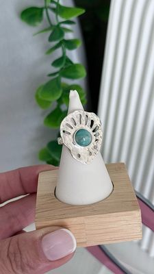 Anillo Amar Ostra | AMAZONITA | PLATA925 | Regulable