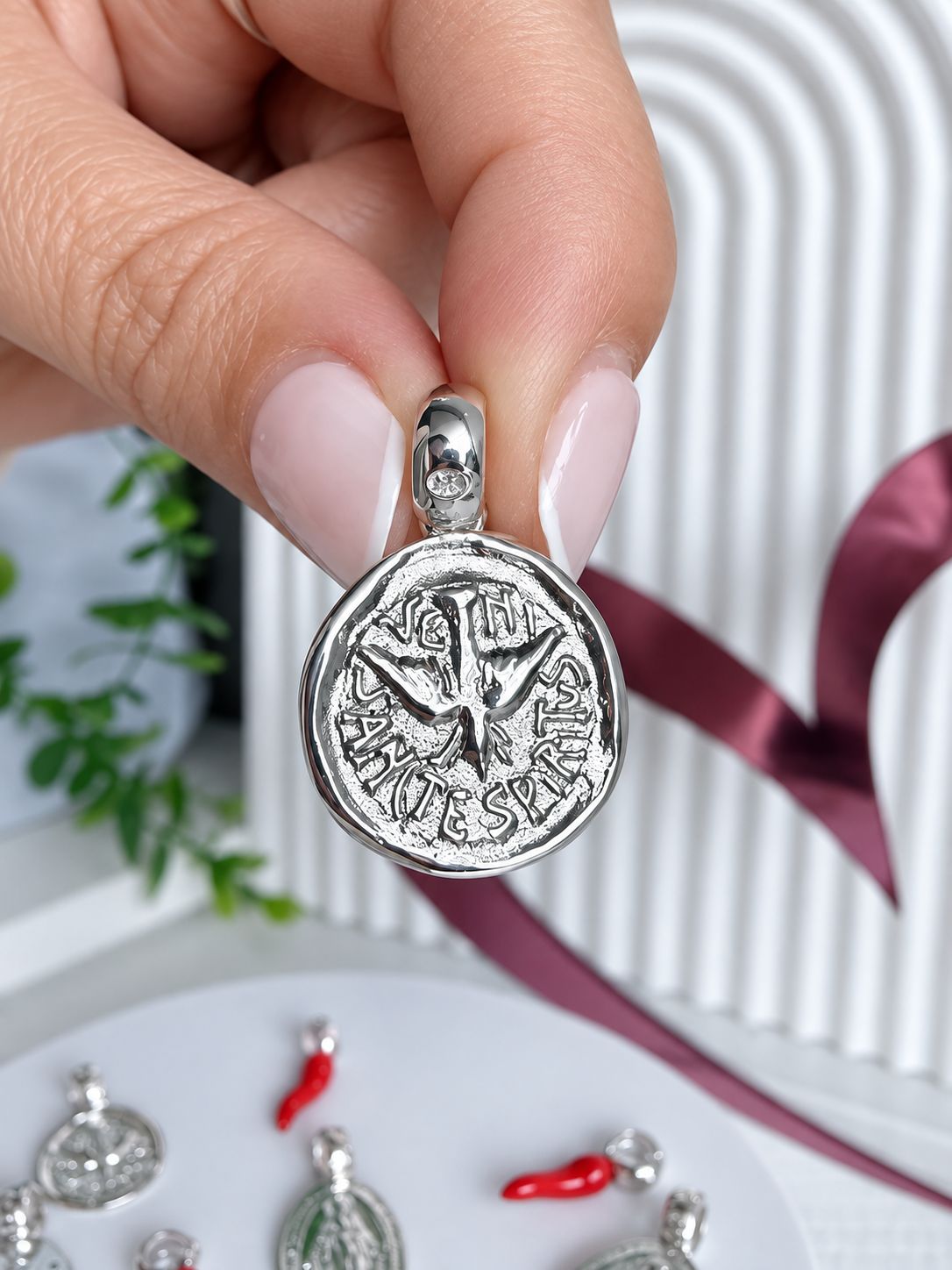 Medalla Espíritu Santo 2 cm | PLATA925|