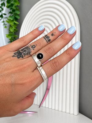 Anillo ONIX NEGRO | Textura martillado | Regulable | PLATA925 |
