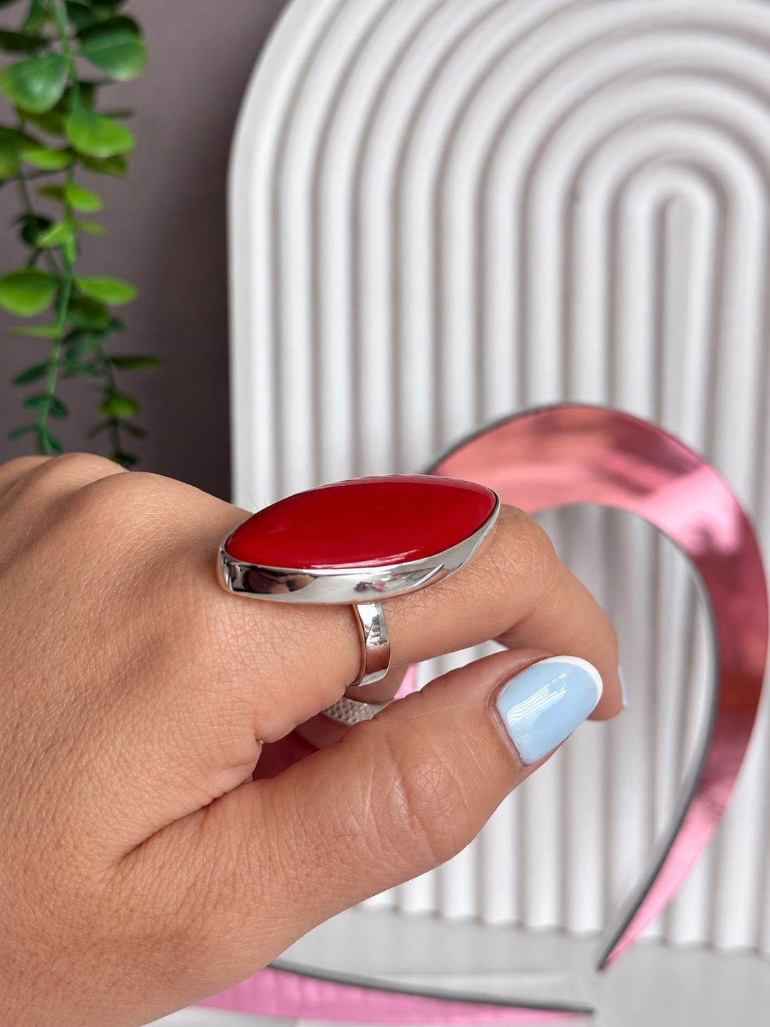 Anillo Cristal rojo | PLATA925 |