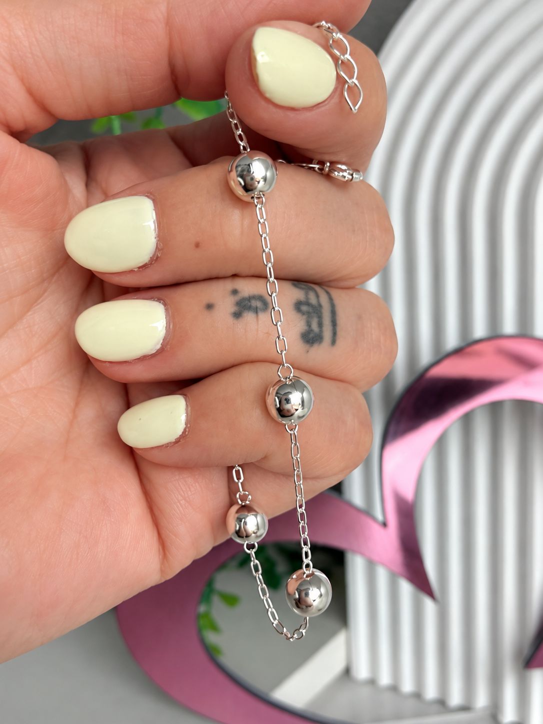 Pulsera Bolitas 8 mm espaciada | PLATA925 | con extensión para regular