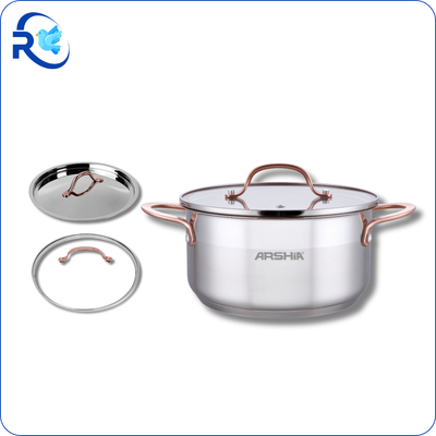 ARSHIA  STAINLESS STEEL CASSEROLE WITH 2LID  28CM