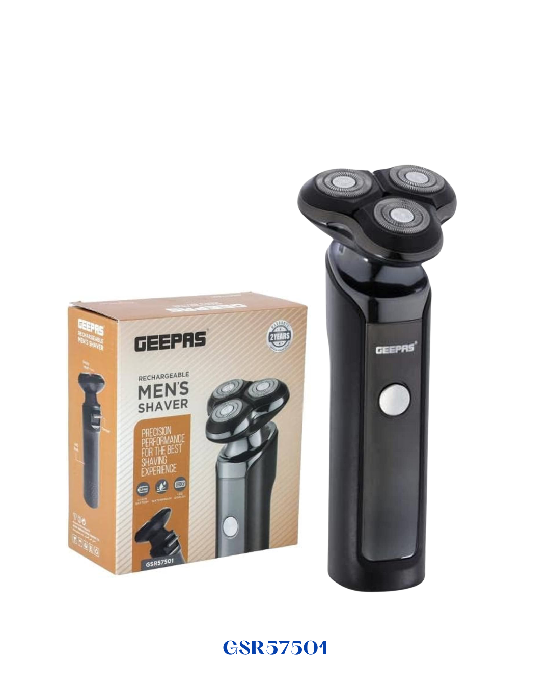 GEEPAS RECHARGEABLE MEN&#39;S SHAVER WITH THREE ROTARY HEAD, 5W