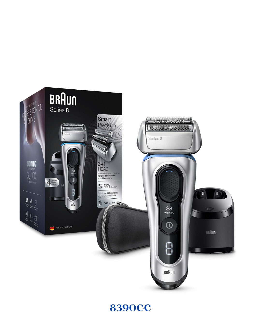 BRAUN SERIES 8 WET &amp; DRY ELECTRIC SHAVER-10W