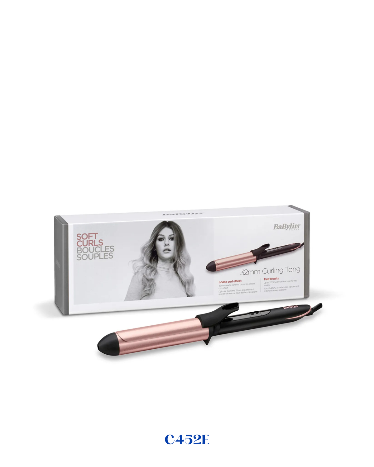 BABYLISS ROSE QUARTZ 32MM CURLING IRON 210°C