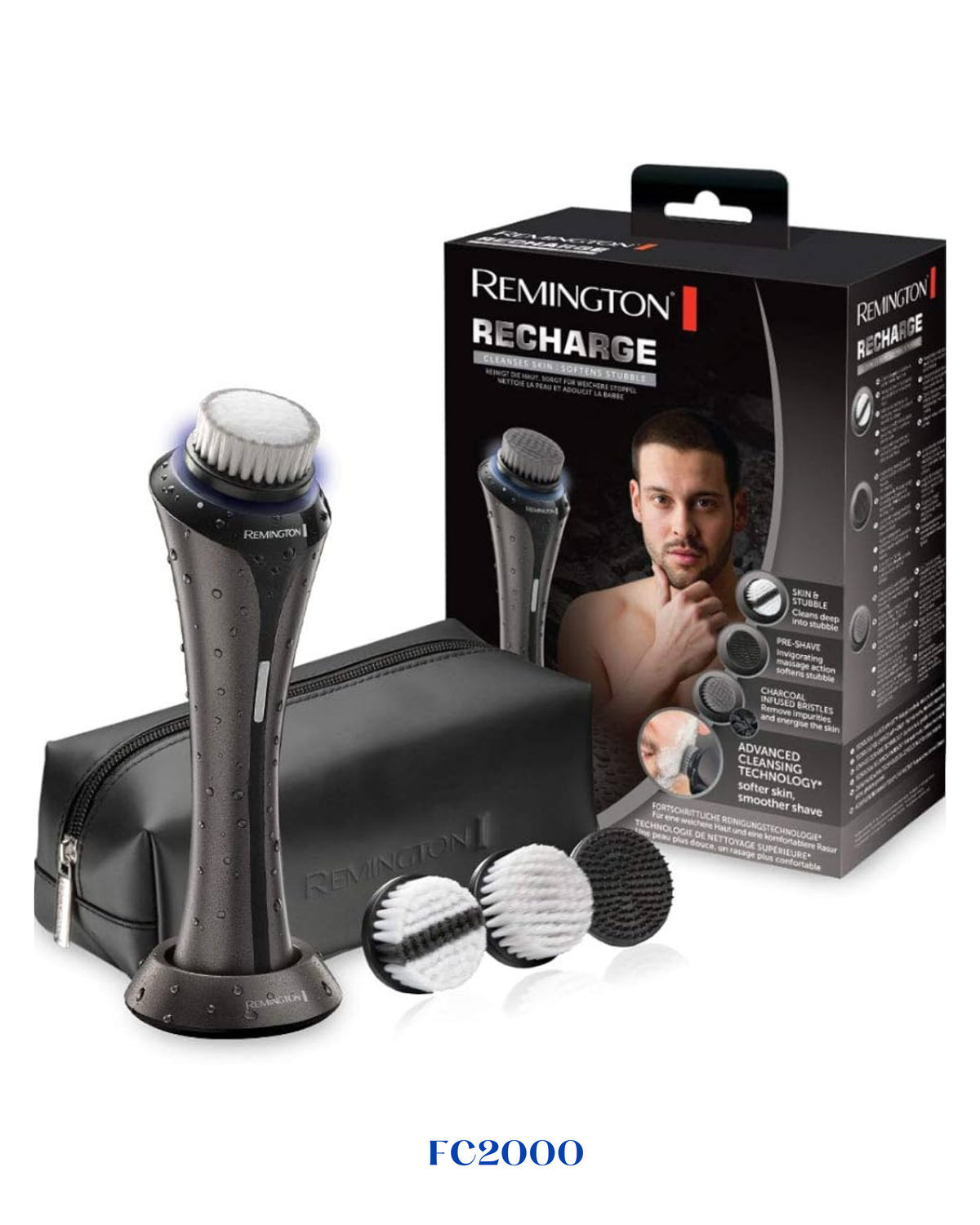 REMINGTON RECHARGE FACIAL CLEANSING BRUSH WITH CHARCOAL