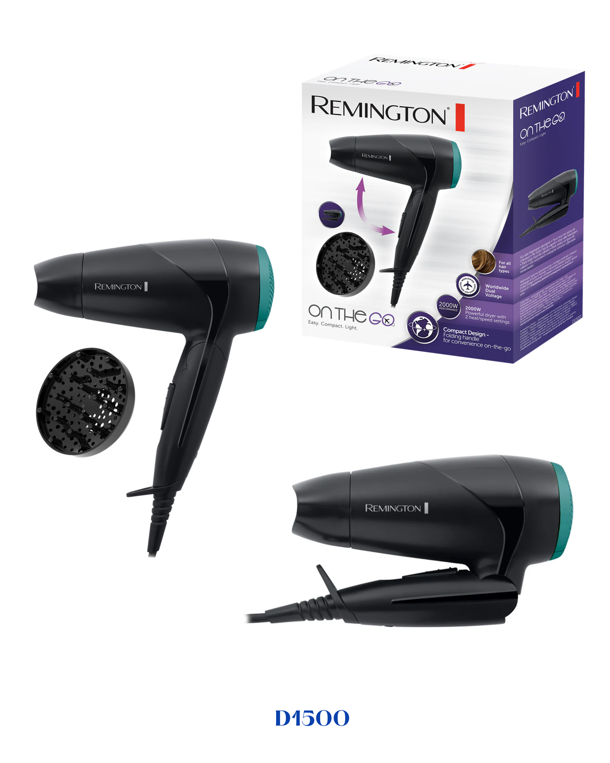 REMINGTON ON THE GO COMPACT DRYER 2000W