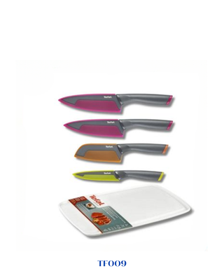 TEFAL FRESH KITCHEN KNIFE  20-15-12-12 CM WITH PLASTIC CUTTING BOARD