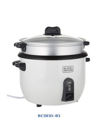 BLACK&amp;DECKER NON-STICK RICE COOKER WITH GLASS LID 1100W-2.8L