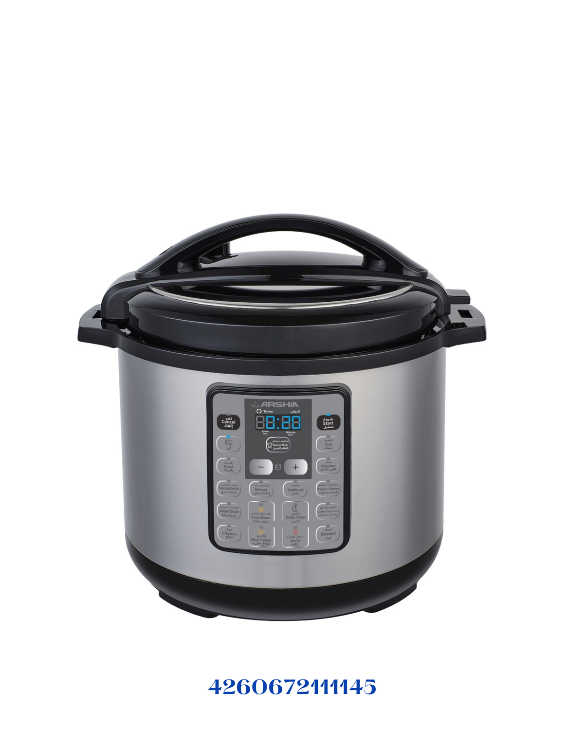 ARSHIA  STAINLESS STEEL DIGITAL PRESSURE COOKER  BLACK 1600W-12L