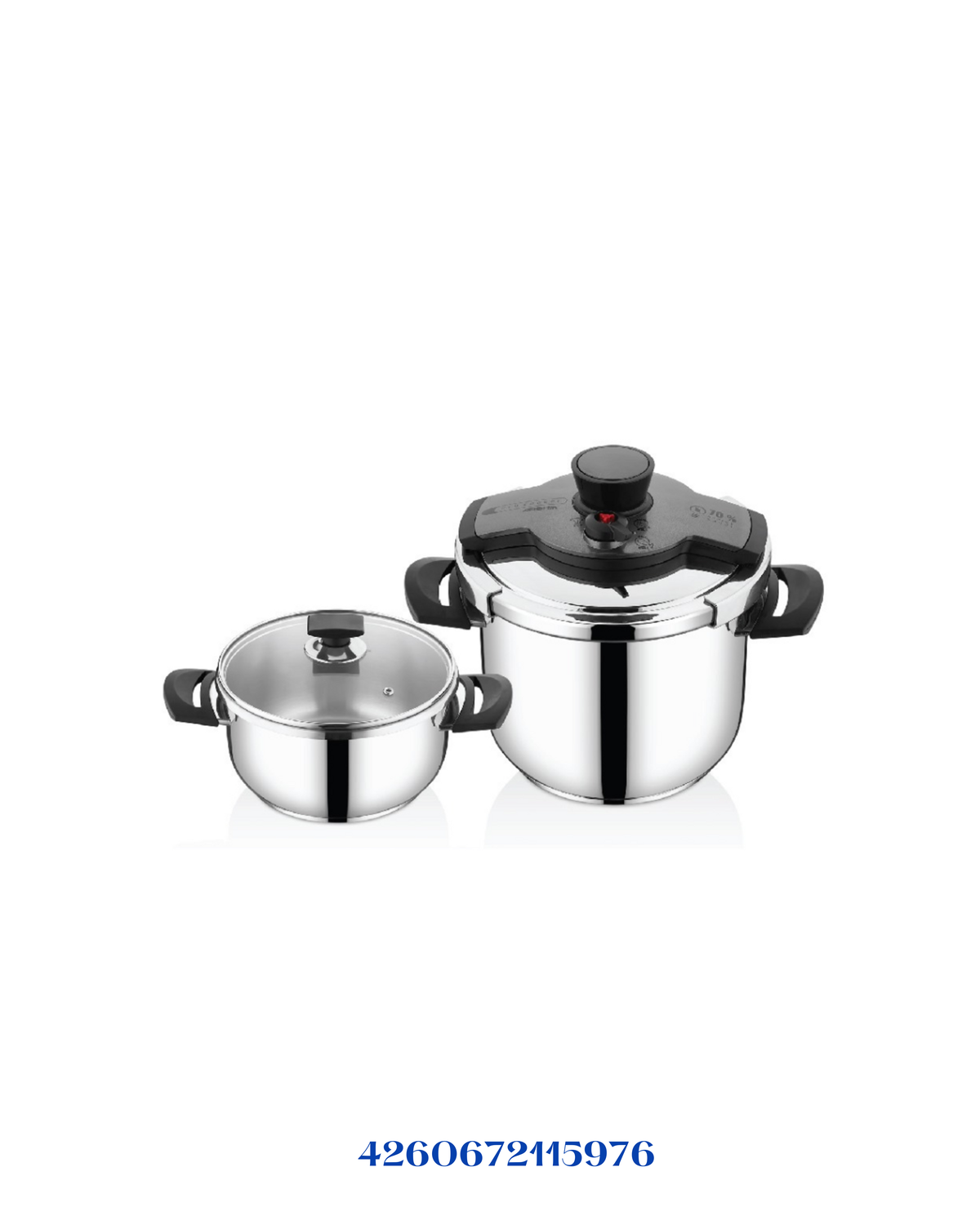 ARSHIA STAINLESS STEEL TWIN PRESSURE COOKER 4L+7L GRAY