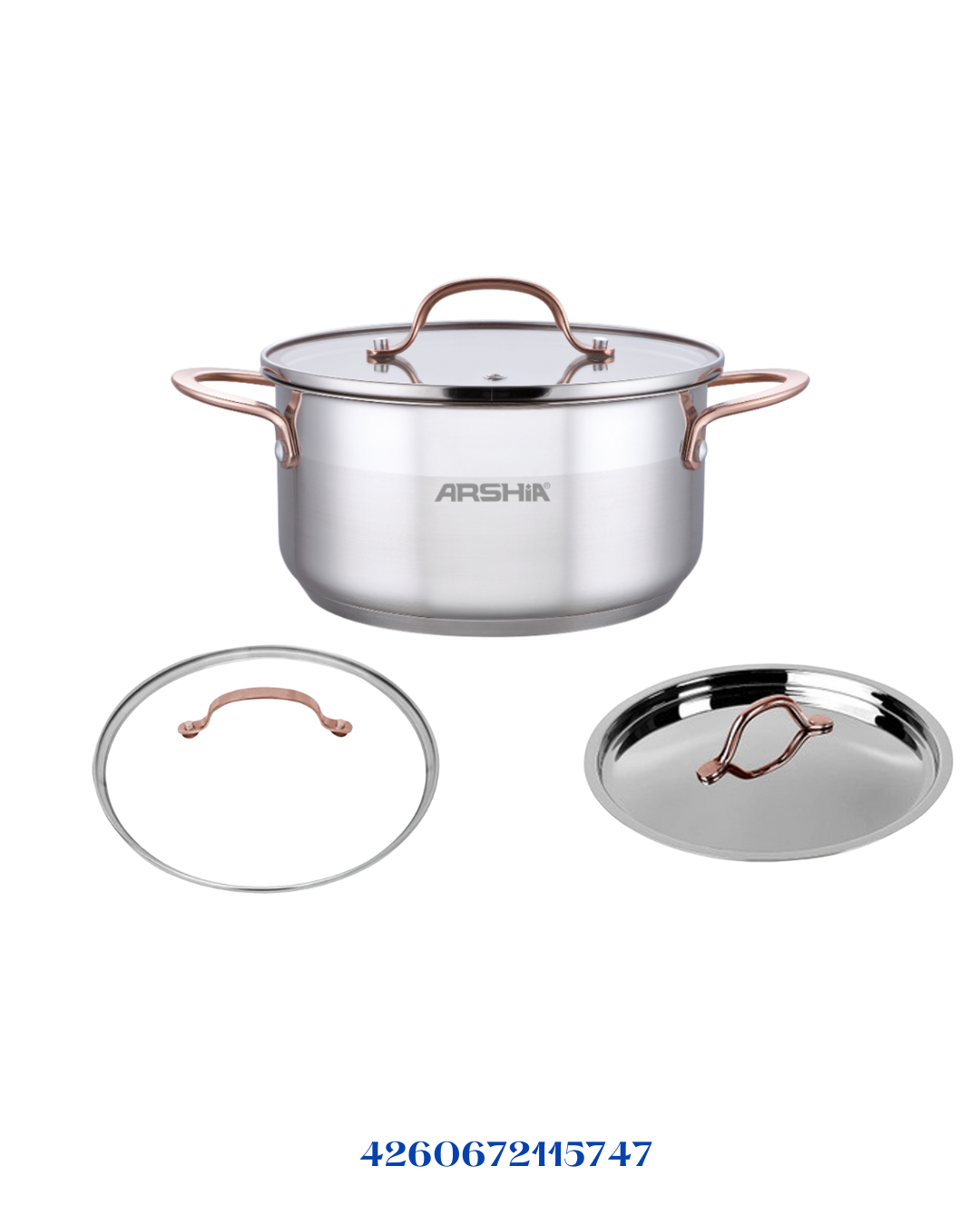 ARSHIA STAINLESS STEEL CASSEROLE 18CM DOUBLE LID