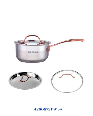 ARSHIA STAINLESS STEEL MILK PAN 16 CM DOUBLE LID