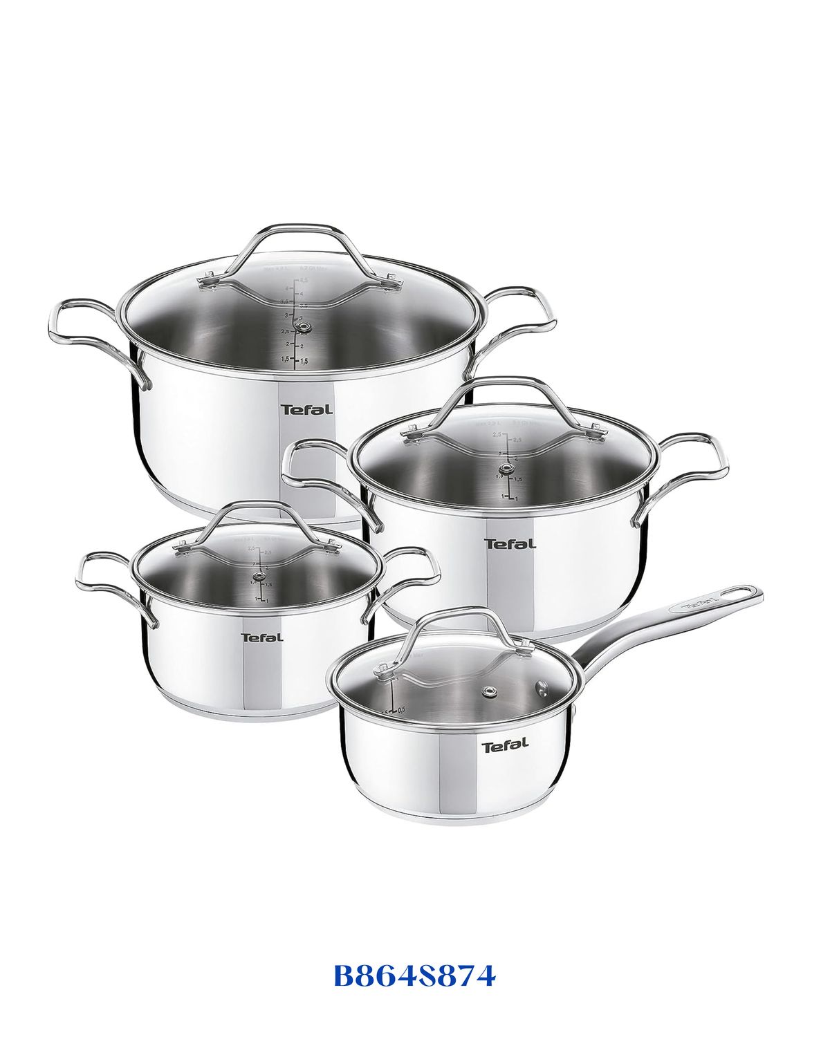 TEFAL INTUITION 8‑PIECE STAINLESS STEEL COOKWARE SET