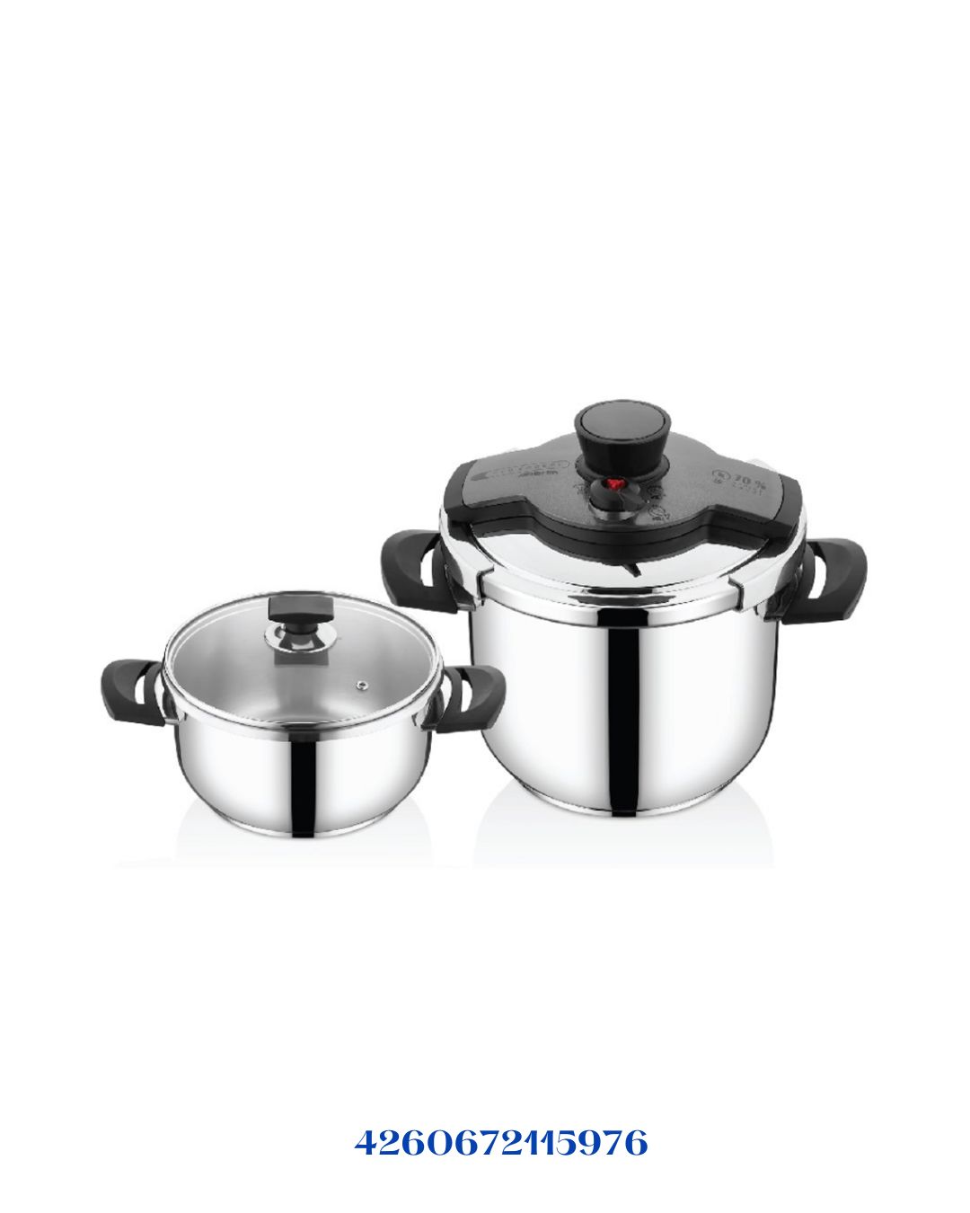 ARSHIA STAINLESS STEEL TWIN PRESSURE COOKER 4L+7L GRAY