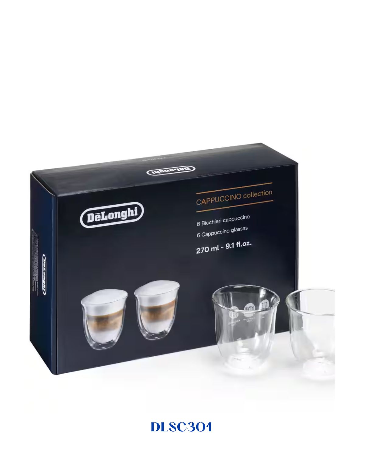 DELONGHI CAPPUCCINO DOUBLE WALL GLASSES 270 ML (SETOF6)