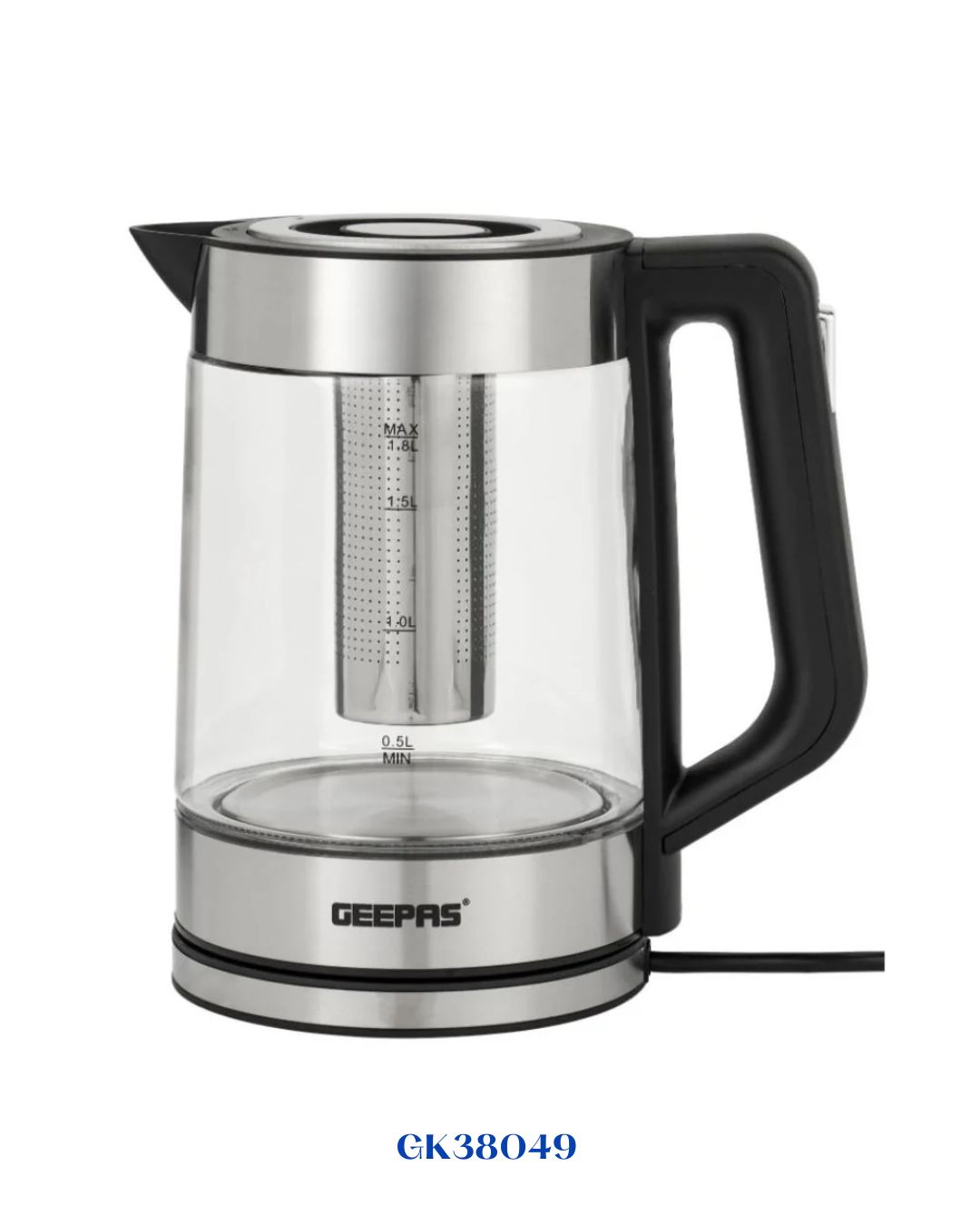 GEEPAS DOUBLE LAYER GLASS KETTLE 2200W 1.8L