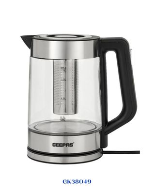 GEEPAS DOUBLE LAYER GLASS KETTLE 2200W 1.8L