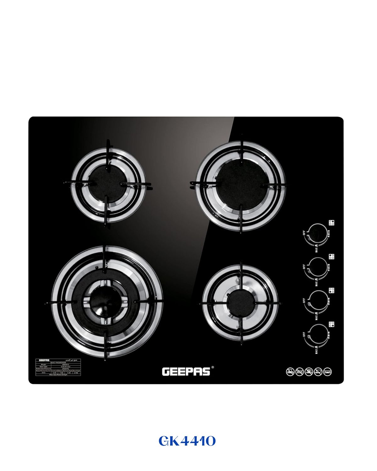 GEEPAS 4‑BURNER GAS HOB