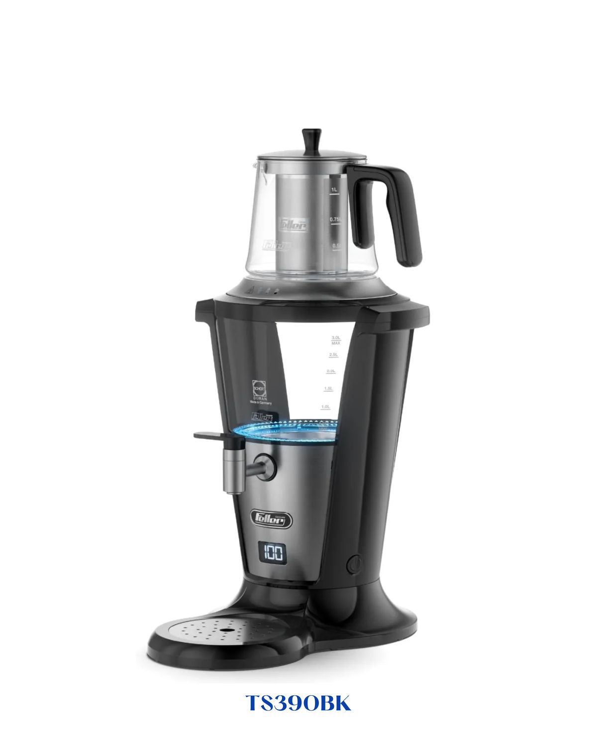 FELLER ELECTRIC GLASS SAMOVAR TEA MAKER