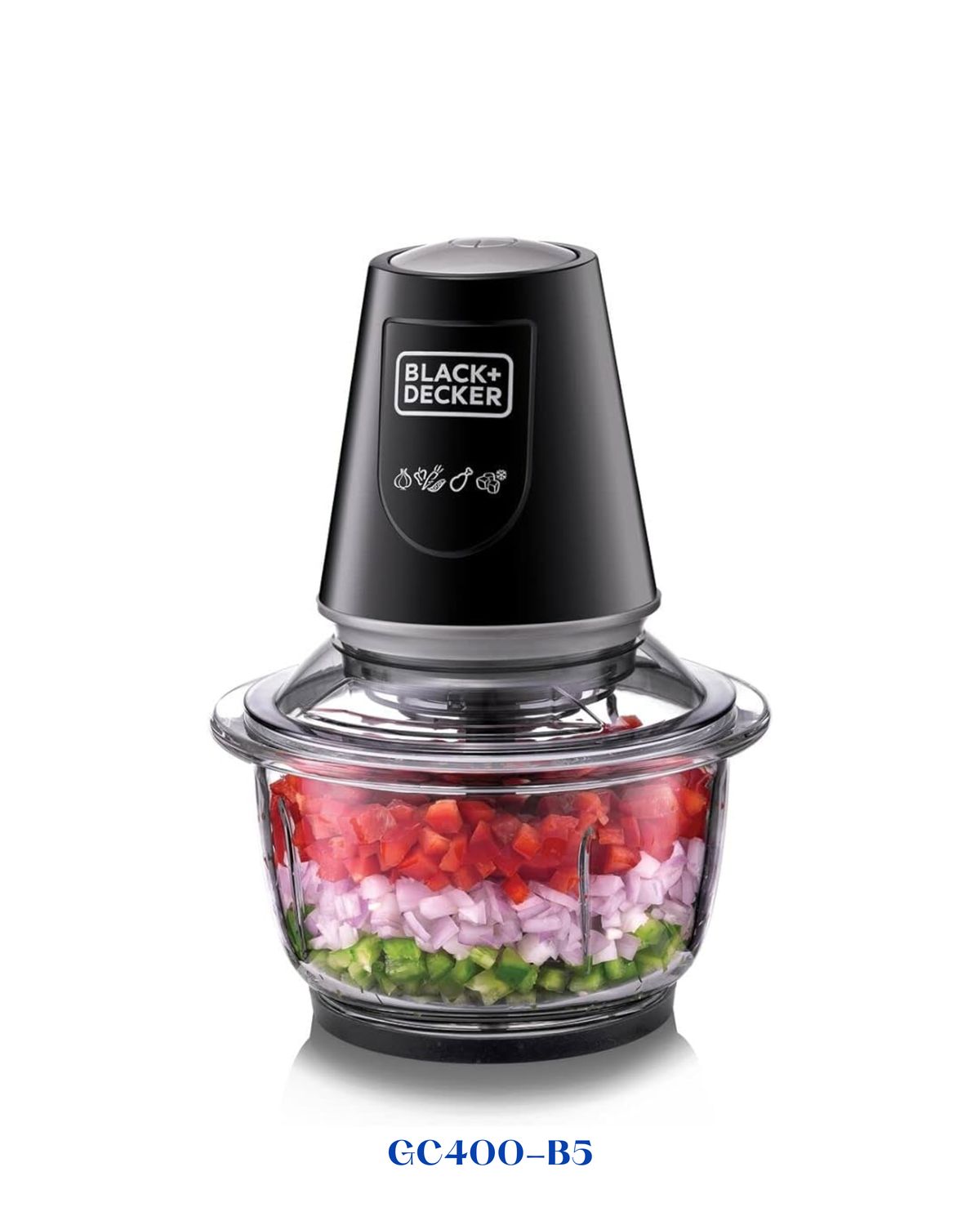 BLACK&amp;DECKER VERTICAL CHOPPER WITH GLASS BOWL 400W-1.2L