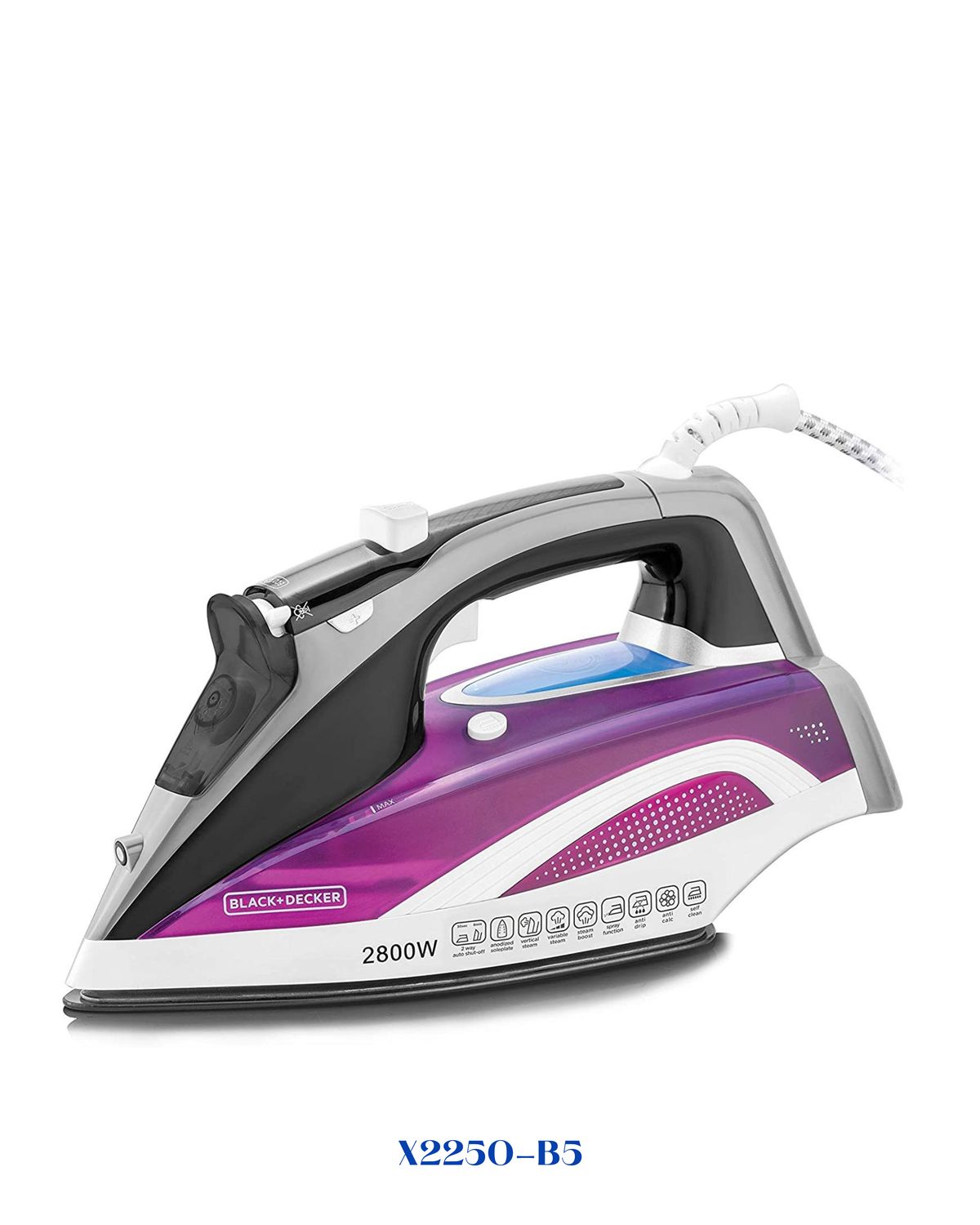 BLACK+DECKER DIGITAL STEAM IRON WITH AUTO SHUTOFF AND ANODIZED SOLEPLATE 2800W