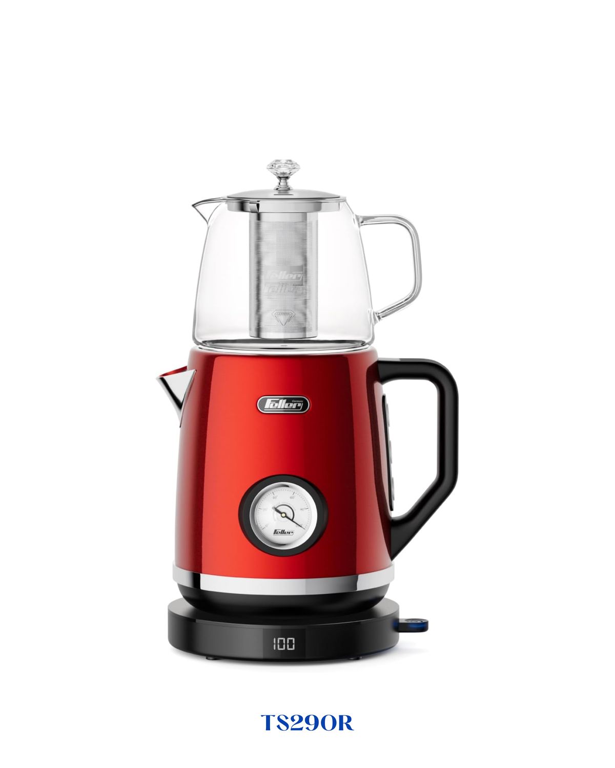 RETRO STYLE 2-IN-1 STAINLESS STEEL TEA MAKER + KETTLE  2200W-1.7L