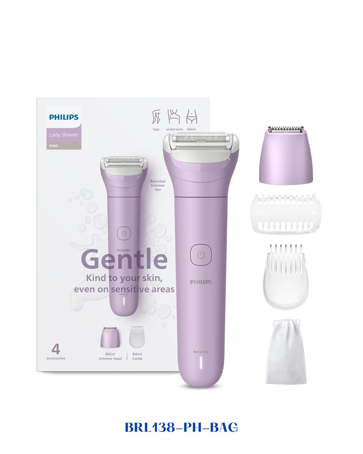 PHILIPS LADY SHAVER SERIES 6000 CORDLESS SHAVER, WET &amp; DRY 7.5W
