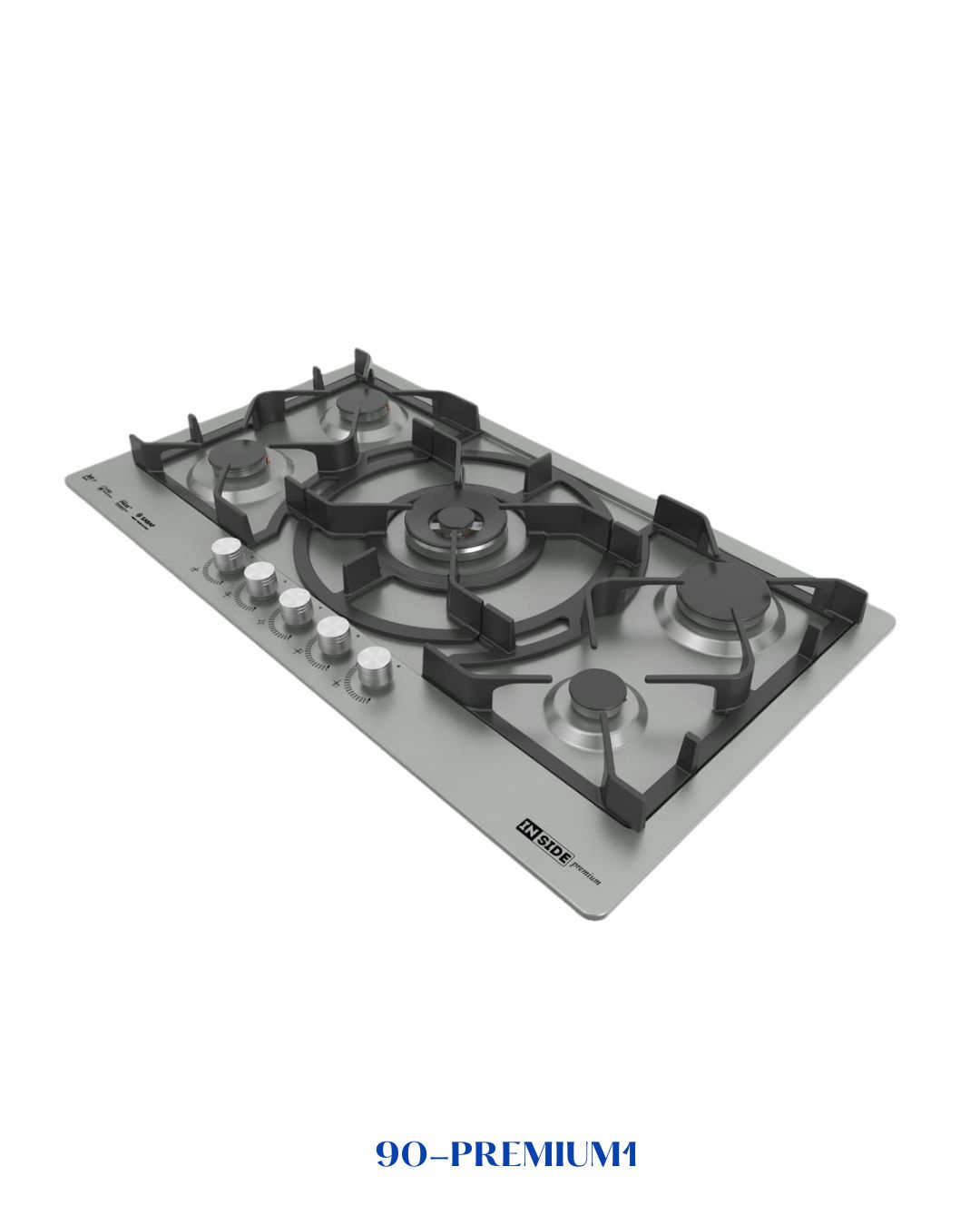 INSIDE PREMIUM BUILT-IN GAS HOB 5 BURNERS 90 CM INOX