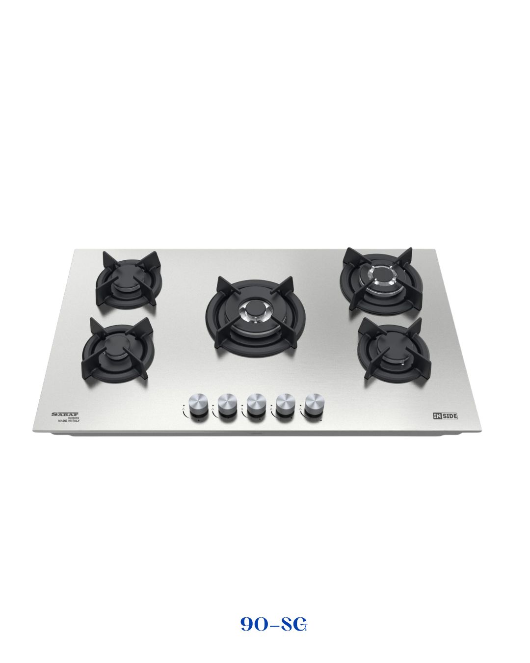 INSIDE PREMIUM BUILT-IN GAS HOB 5 BURNERS 90 CM INOX