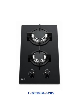 DLC Built-In Gas Hob 30cm 2 Burners – Matte Black Glass