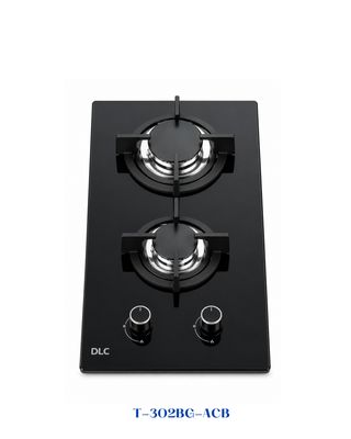 DLC Built-In Gas Hob 2 Burners 30cm Black Glass