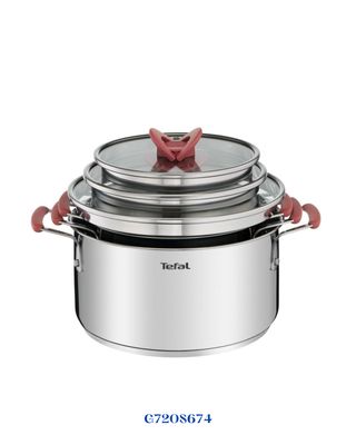 Tefal OPTI'Space 6-Piece Cookware Set Stewpots with Lids (18/20/24 cm)