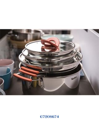 Tefal OPTI'Space 6-Piece Cookware Set Stewpots with Lids (18/20/24 cm)