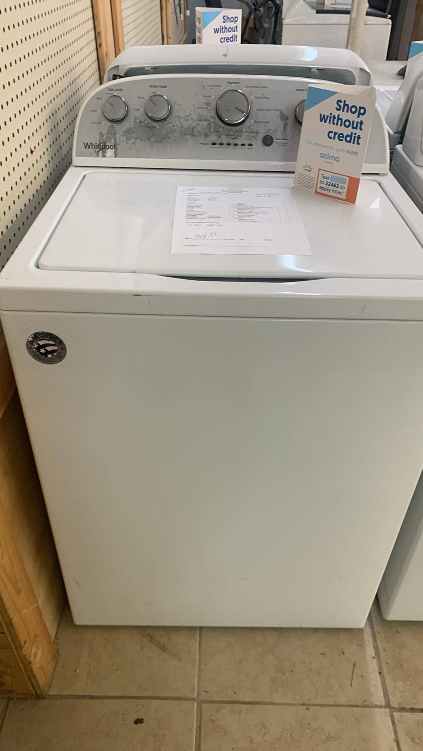 WHIRLPOOL WASHER