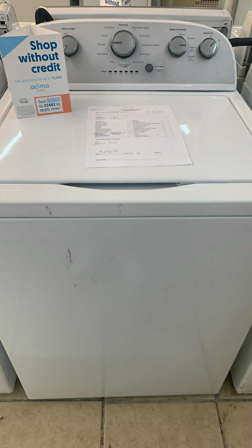 WHIRLPOOL WASHER